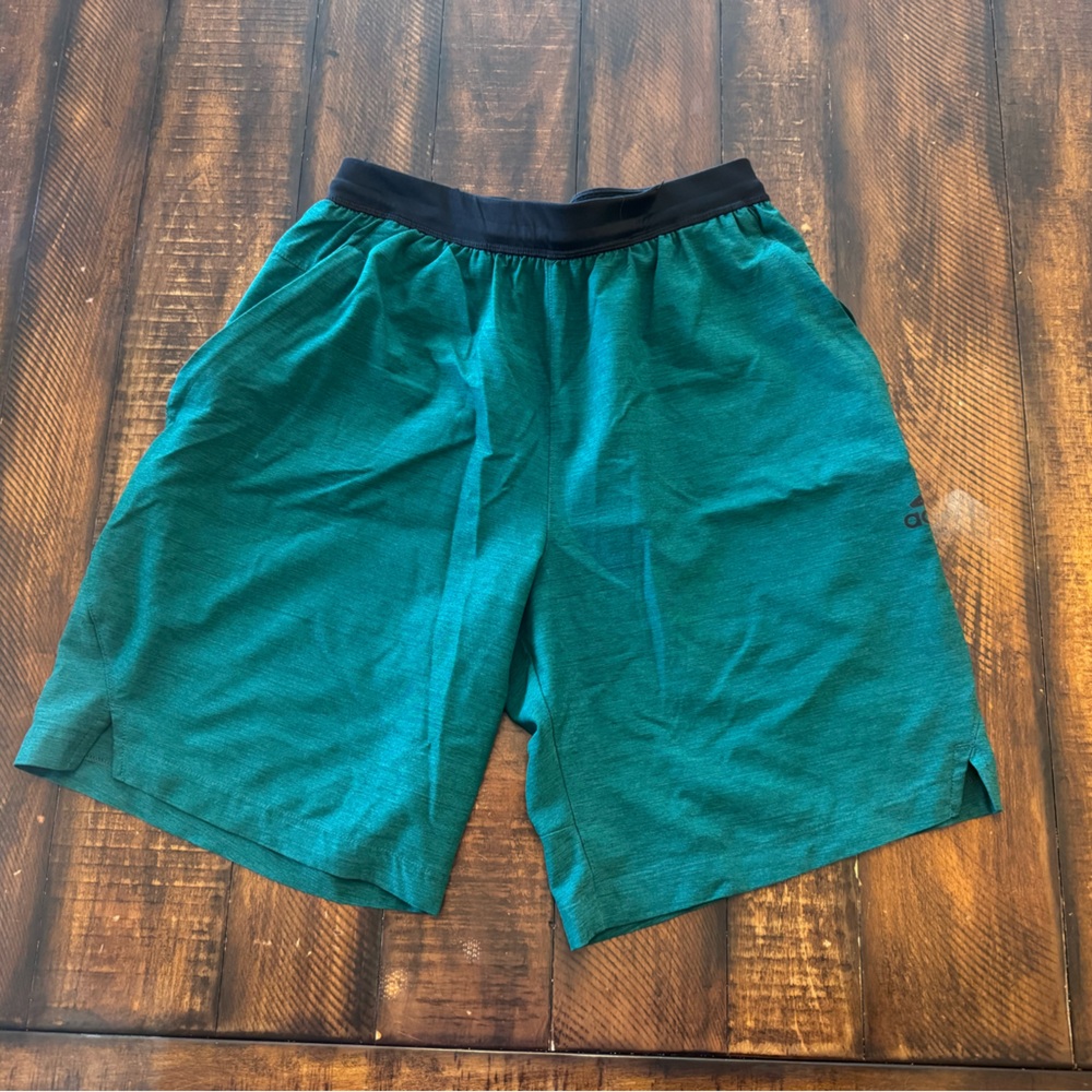 adidas Green Athletic Shorts with Black Waistband